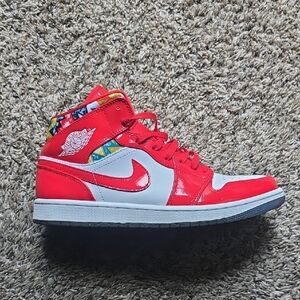 Nike Air Jordan Mid-Top Sneakers in Red and White